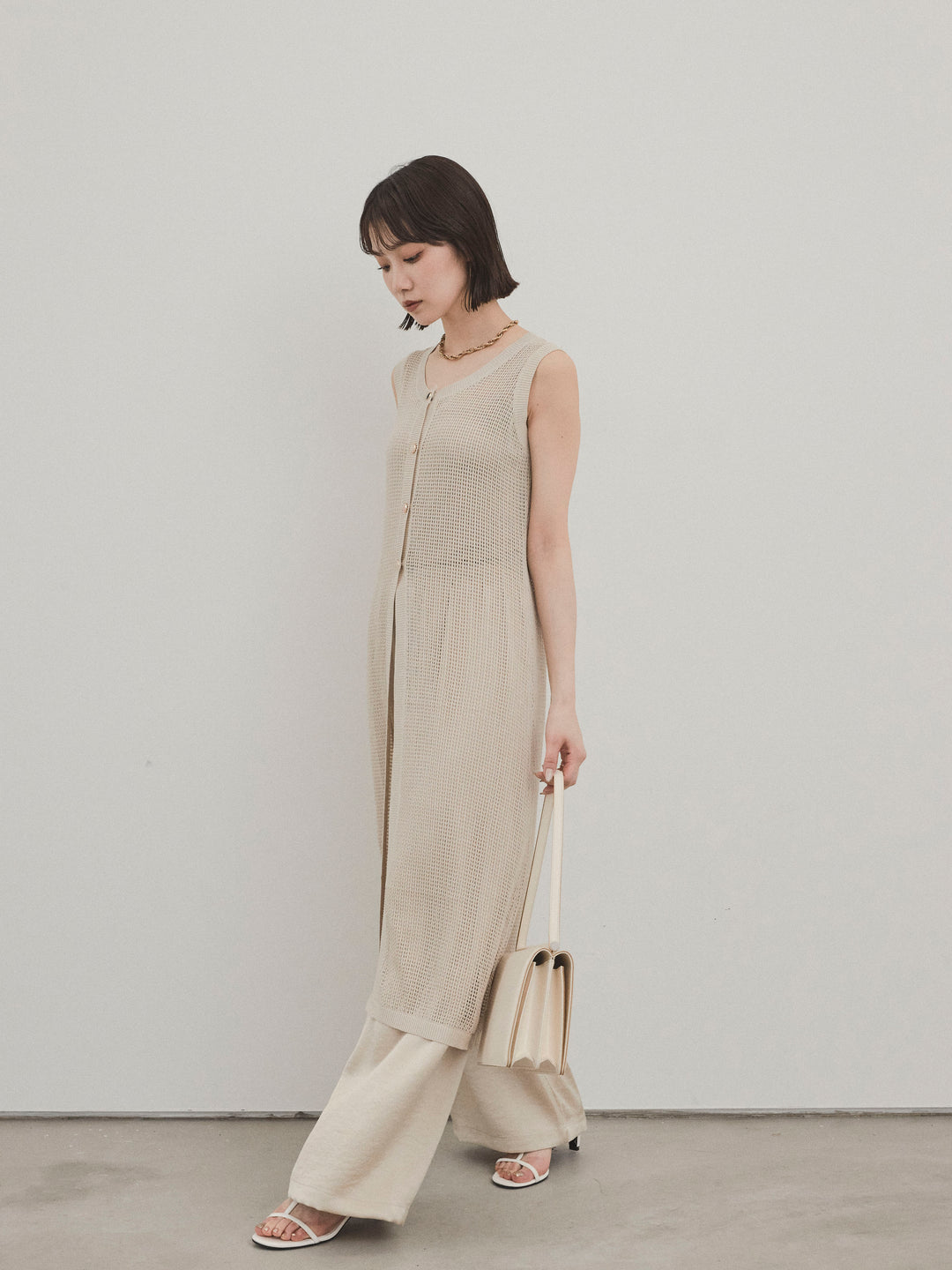 [予約]サテンイージーパンツ/ベージュ