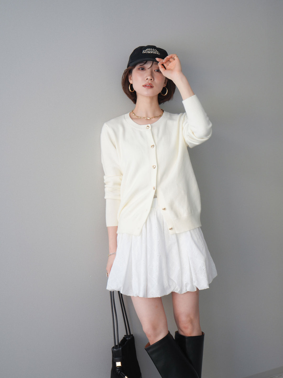 [SET]ハートボタンニットカーディガン+ハートボタンニットカーディガン(2set)