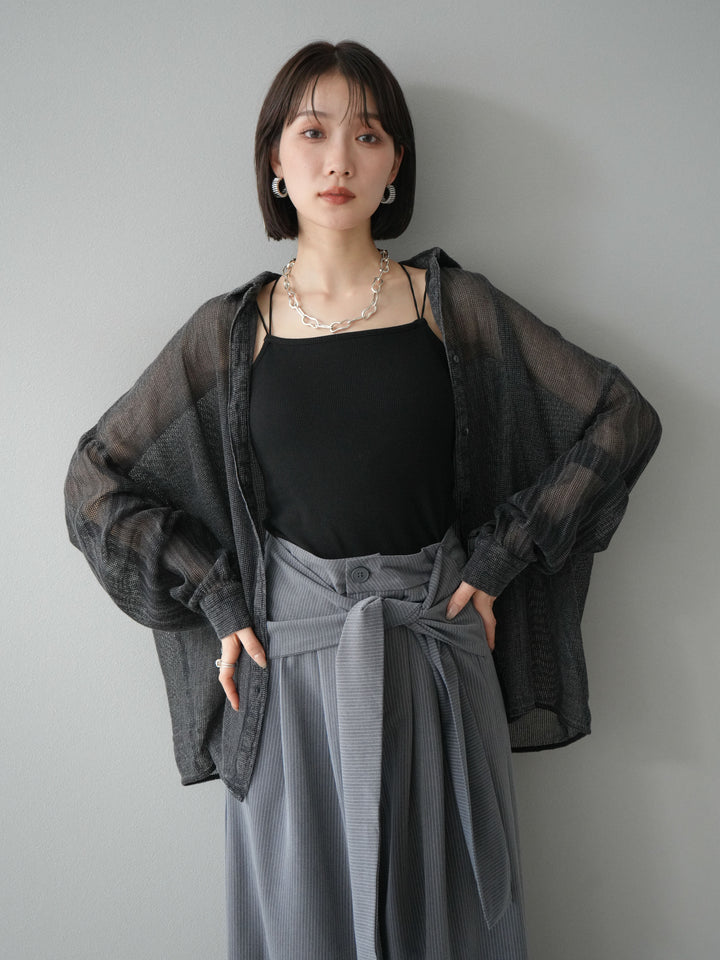 [予約]コットンラメメッシュオーバーシャツ/グレー