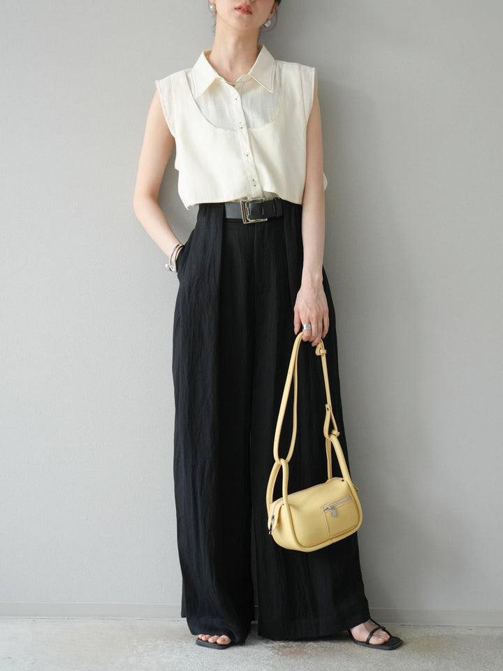 【預購】寬褲配大皮帶/黑色