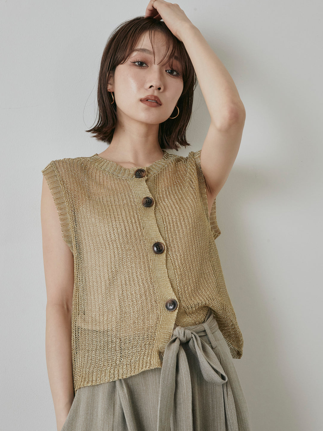 [預購] 細繩針織背心/金色