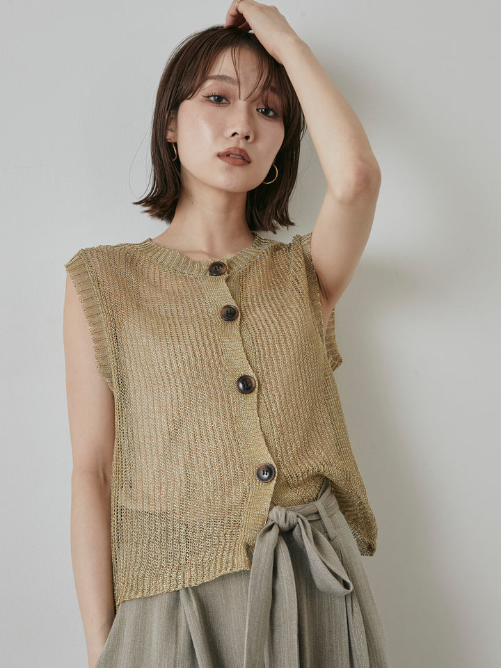 [預購] 細繩針織背心/金色