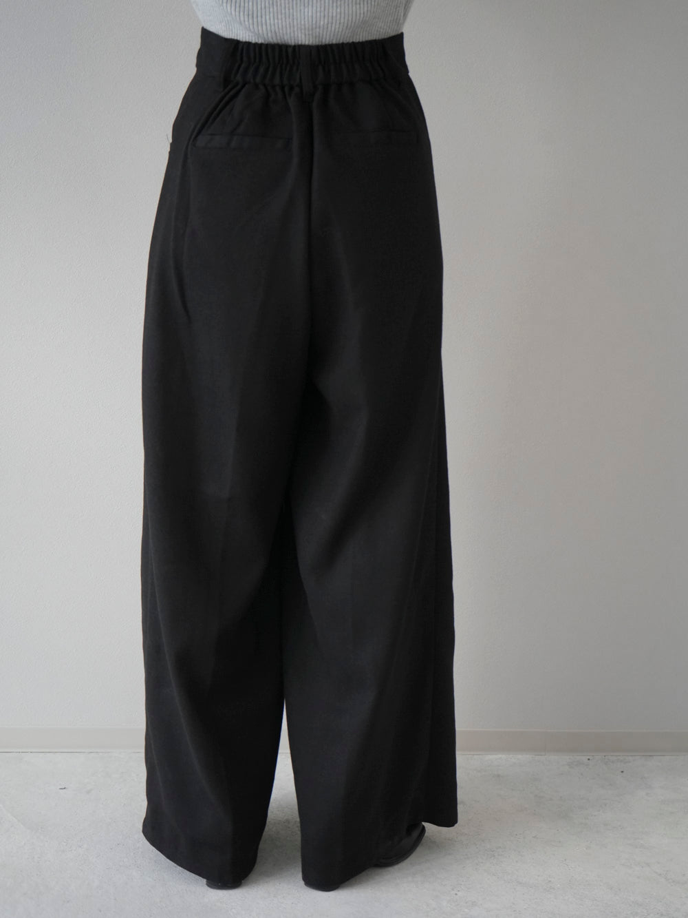 [Pre-order] Tweed double tuck wide pants/black