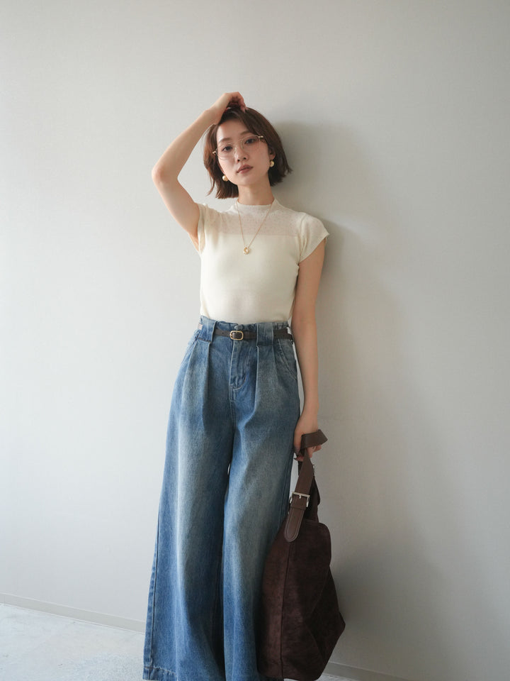 [SET]ビジューシアーフレンチニット+選べるアクセセット(2set)