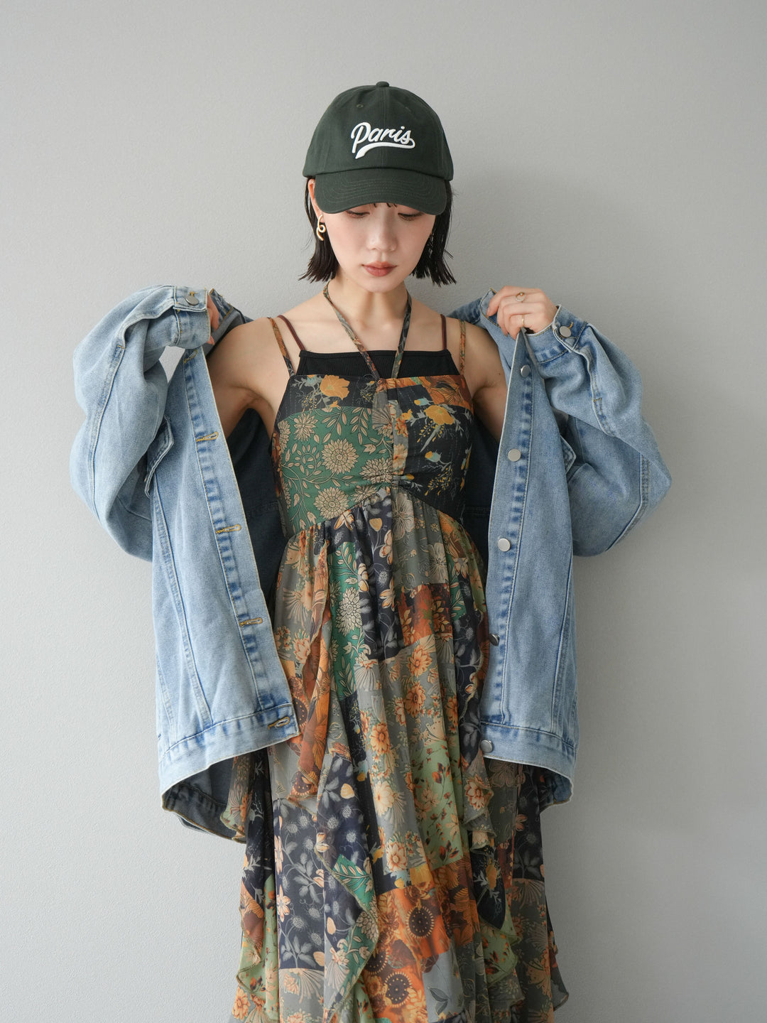 [預購] 拼布荷葉邊吊帶洋裝/混色