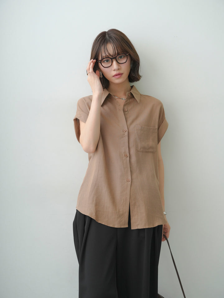 [SET]バックレースフレンチシャツ+クレープデシンタックワイドパンツ(2set)