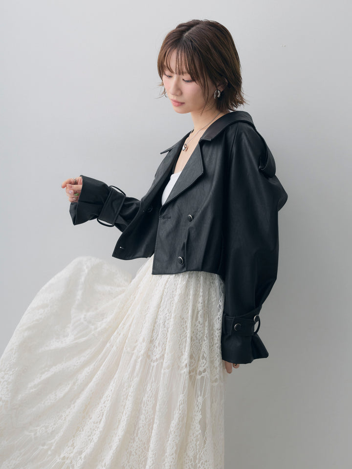 [SET]レザークロップブルゾン+レザークロップブルゾン(2set)