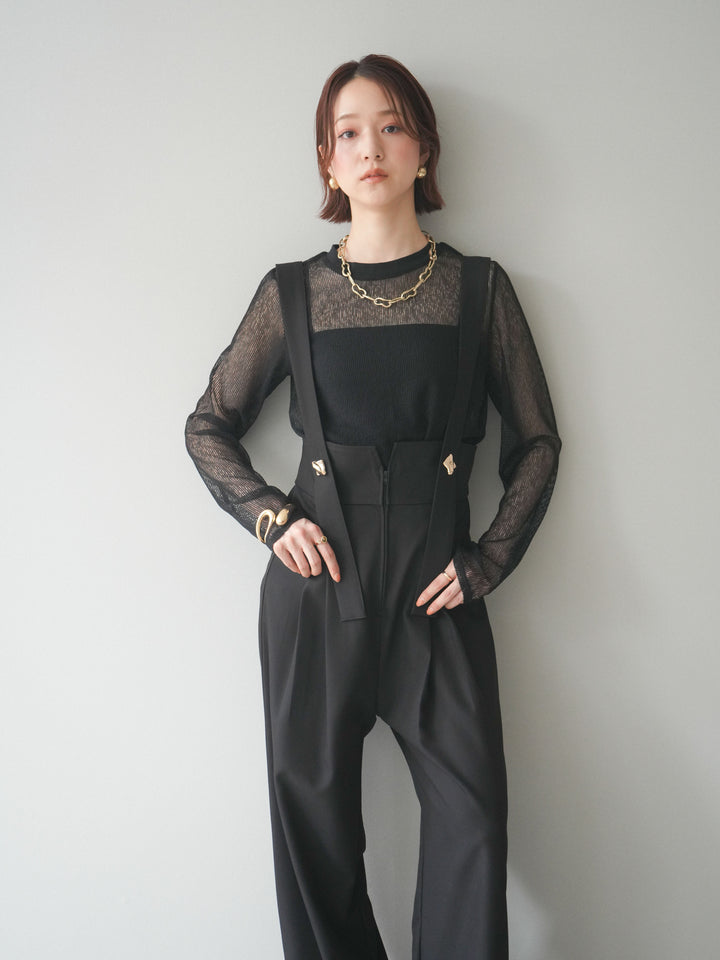[予約]シアーストライプメッシュトップス/black