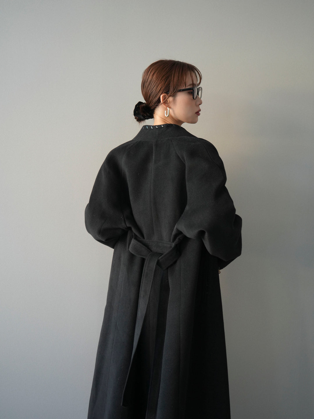 [SET]ハンドステッチ裏中綿ロングコート+テープベルトタックバギーパンツ(2set)