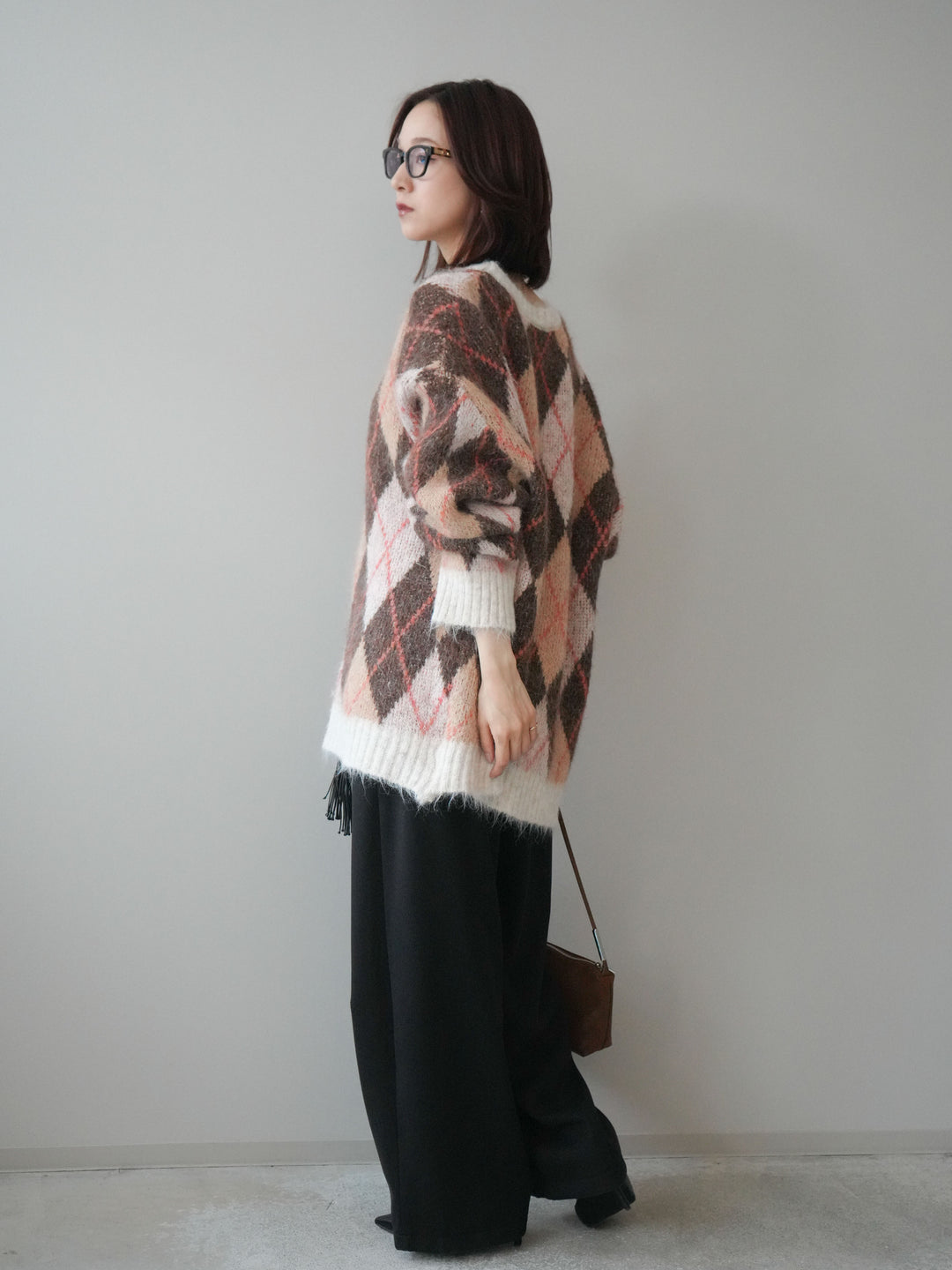 [予約]ベルト付裏起毛センターシームカーブパンツ/black