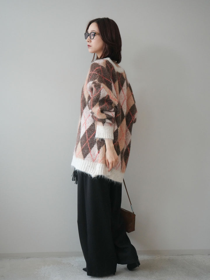 [予約]ベルト付裏起毛センターシームカーブパンツ/black