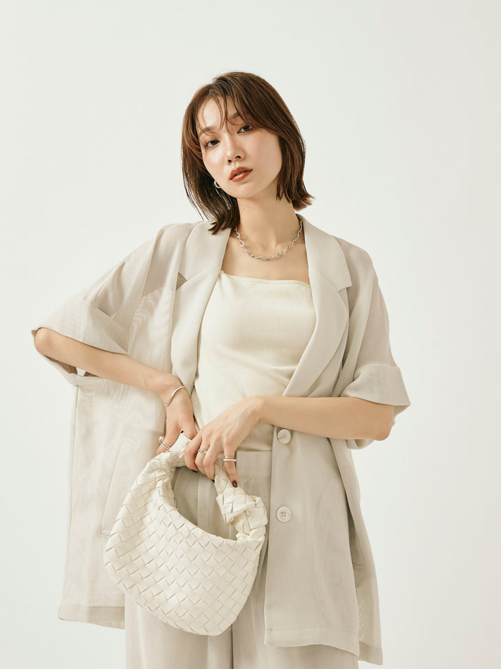 【Allure】[SET]メッシュハーフテーラードジャケット+メッシュハーフテーラードジャケット(2set)