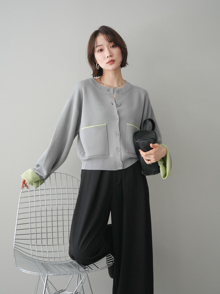 [SET]レーヨンポリダブルフェイスニットカーディガン+ベルトループデザインワイドパンツ(2set)