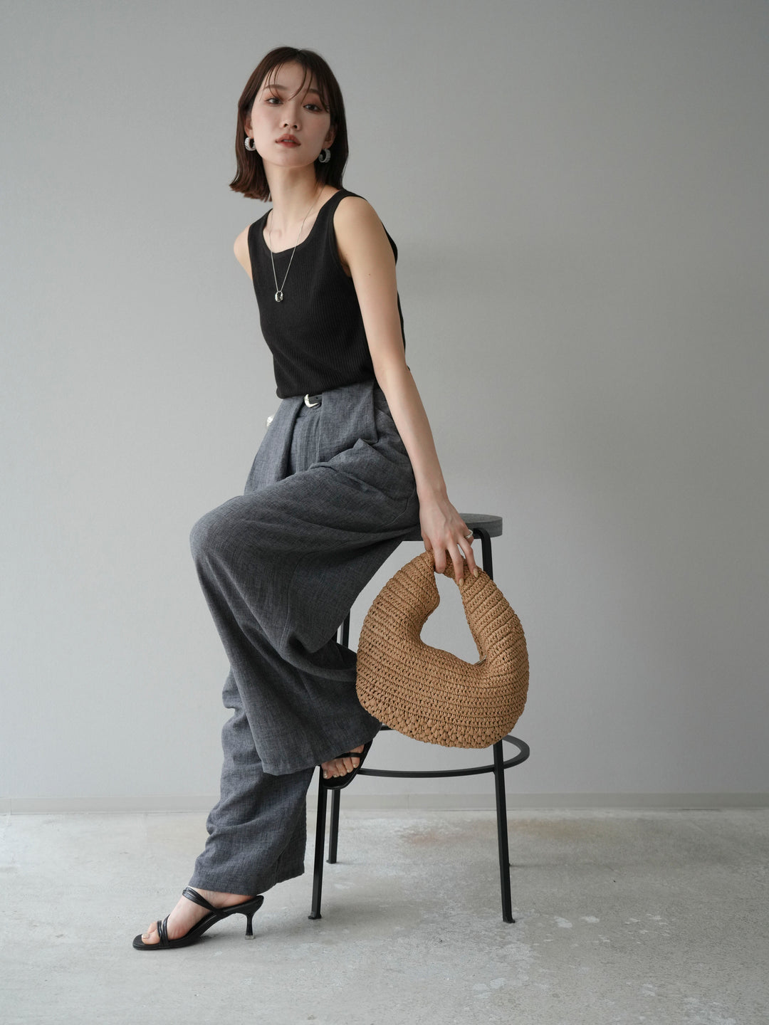 [予約]レーヨンニットタンクトップ/ブラウン