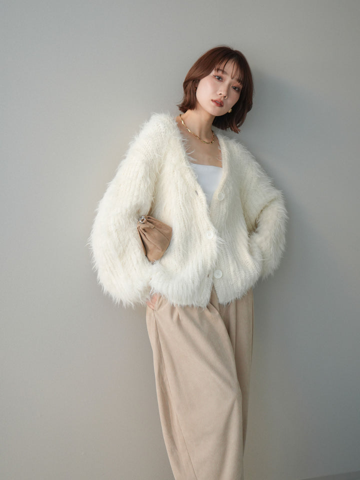 [SET]シャギーオーバーニットカーディガン+選べるアクセセット(2set)