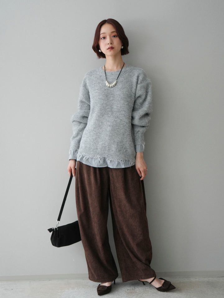 [予約]コーデュロイサイドタックコクーンパンツ/brown