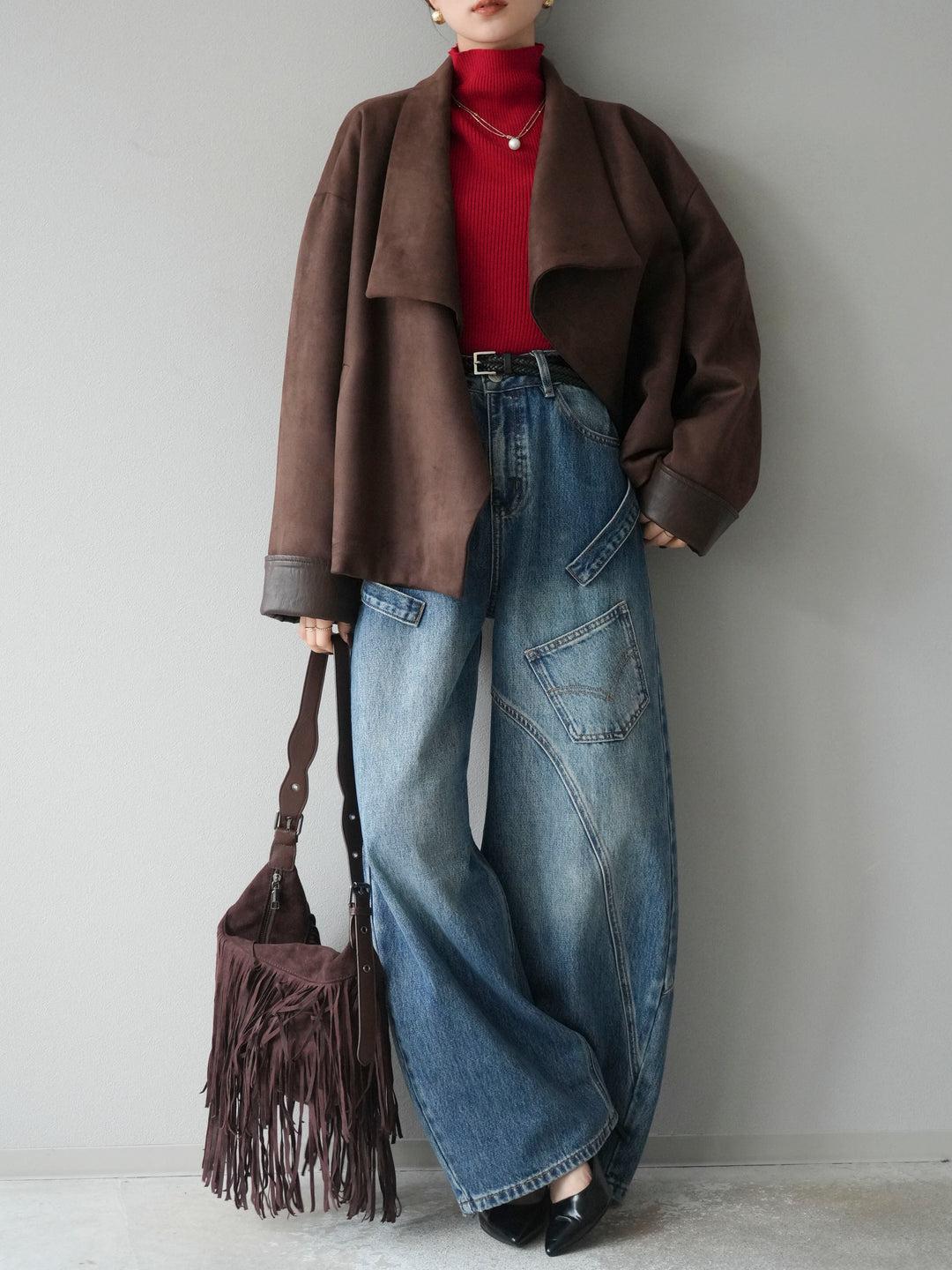 [予約]スウェードショートガウン/ブラウン