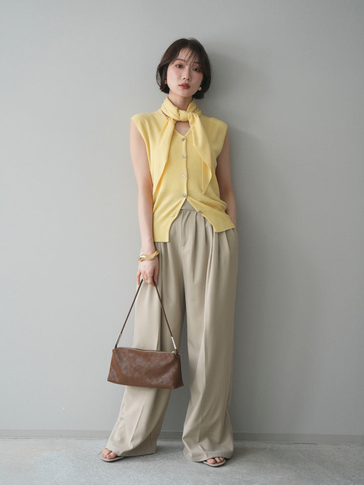 [予約]スカーフ付Vネックニットベスト/yellow