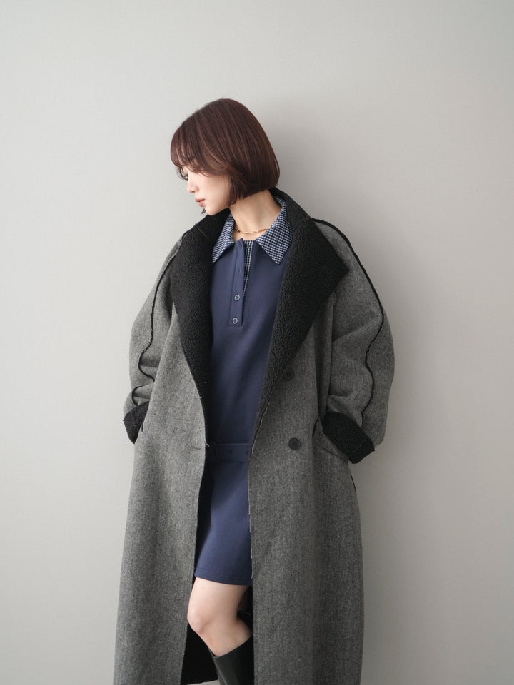 [SET]チェック襟xスエットミニワンピース+選べるアクセセット(2set)