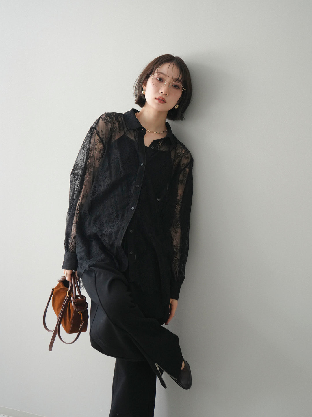 [SET]総レースボリュームスリーブシャツ+選べるアクセセット(2set)