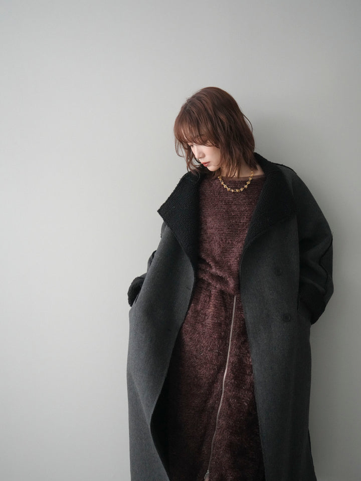 [予約]アウトシーム裏ボアコート/black