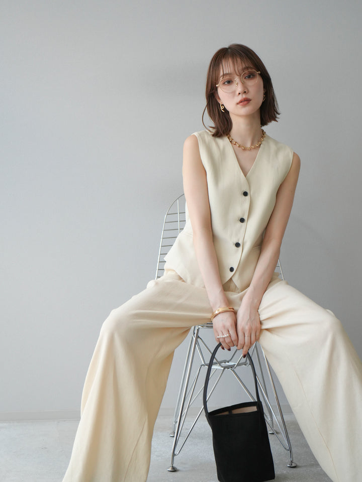 [SET]Vネックジレ＆ワイドパンツSET UP(2set)