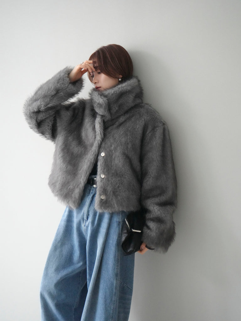 予約]MIXファースタンドネックショートジャケット/gray – Lumier