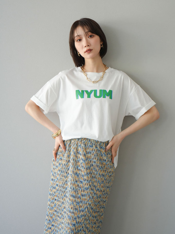 [預購] “NYUM” 標誌印花 Dry Touch 棉質 T卹/米白色