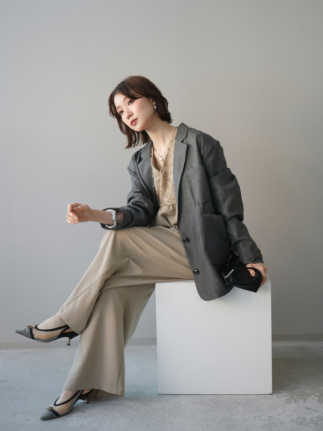 [SET]ジャガードレースぺプラムドッキングサロペット+選べるアクセセット(2set)