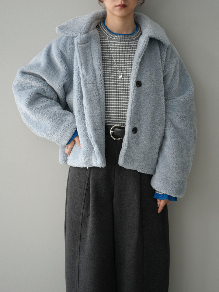 [SET]エコファーステンカラージャケット+ベルト付起毛コクーンパンツ(2set)