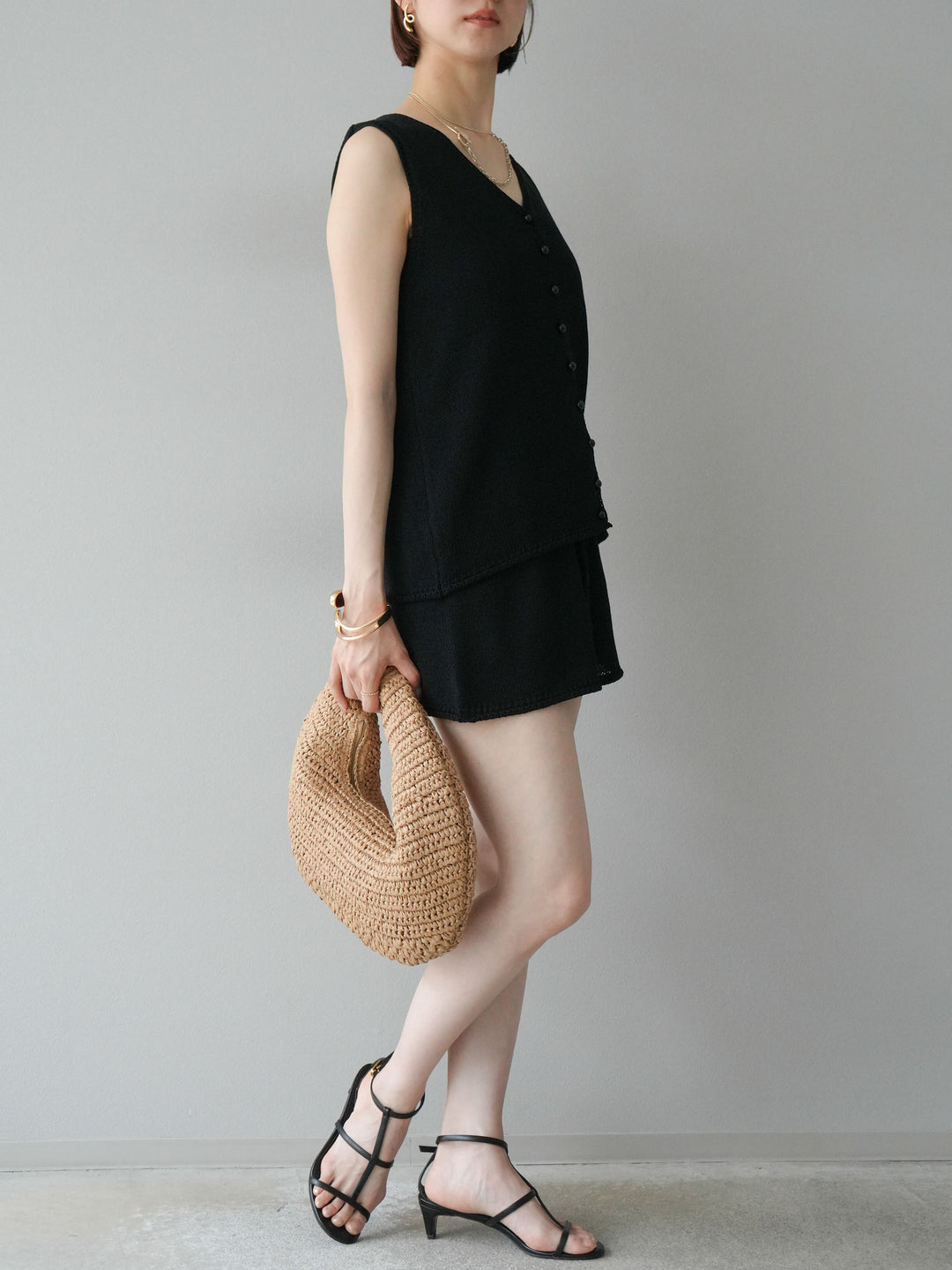 [SET]ニットベスト＆ショートパンツSET UP(2set)