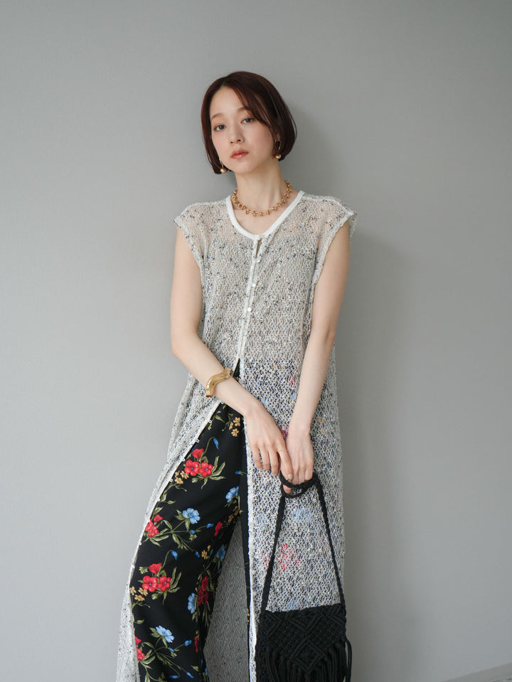 [預訂] 2WAY 棉絨網眼連身裙/米白色