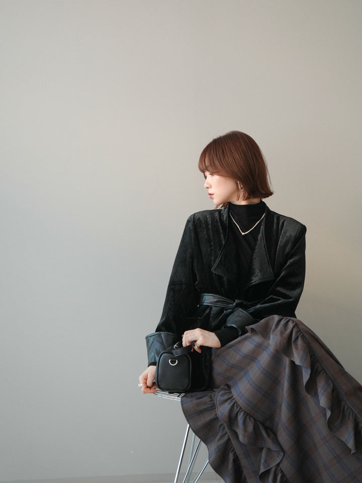 [20%オフ]ベロアガウンジャケット/black