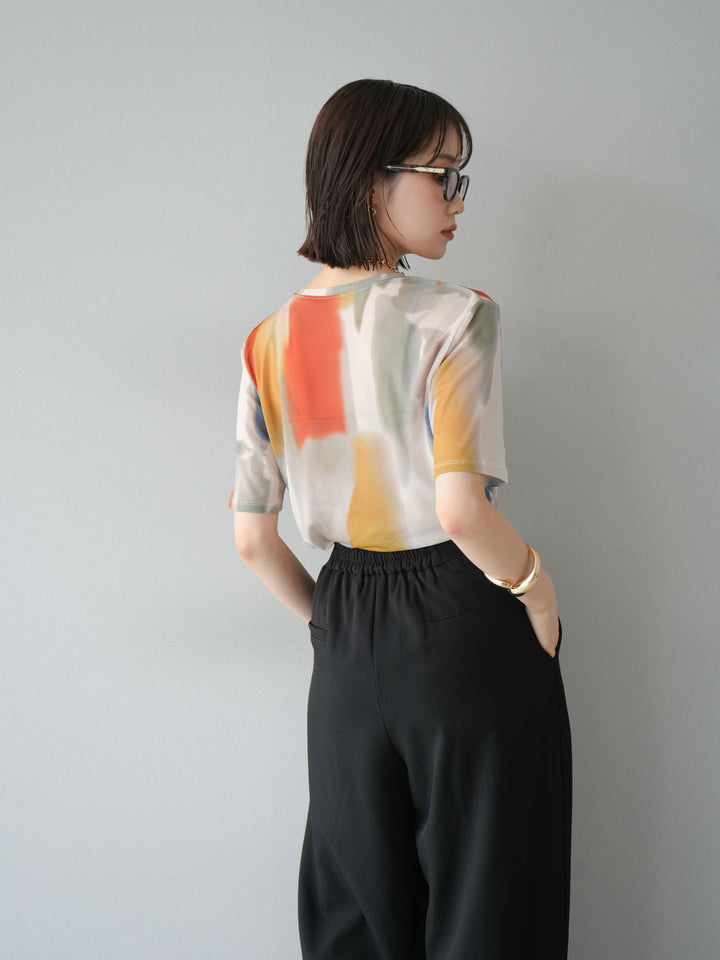 [予約]水彩アートシアーTシャツ/オフホワイト