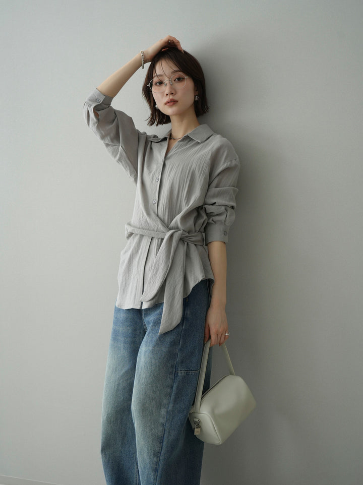 [予約]フロントアシンメトリーブラウス/gray