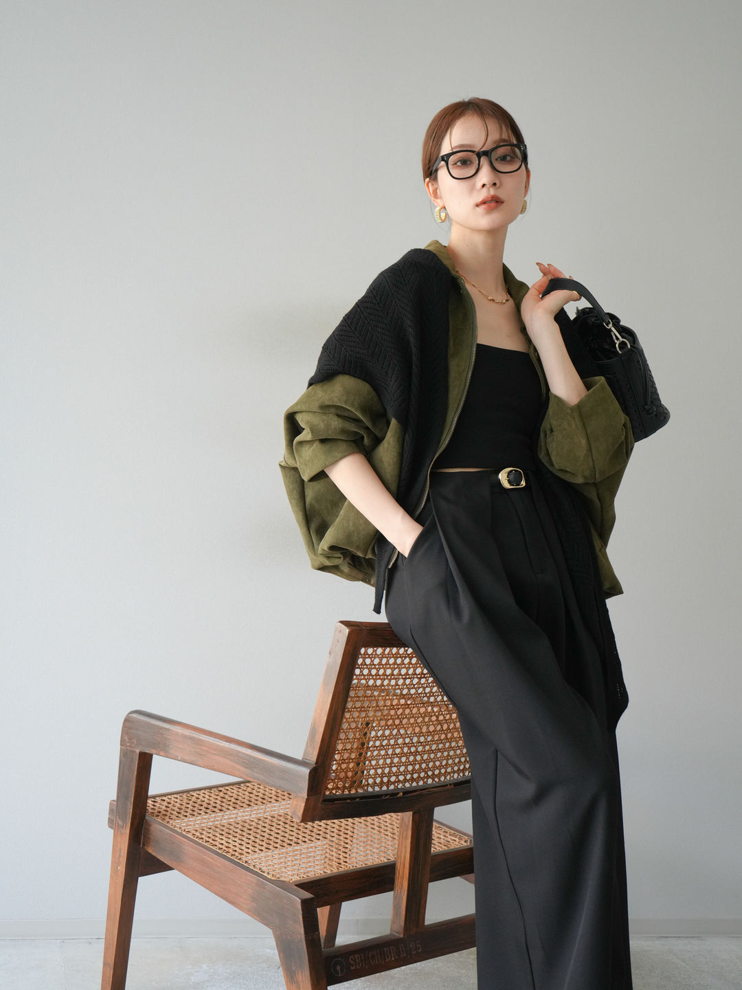 [予約]スウェードオーバーブルゾン/カーキ