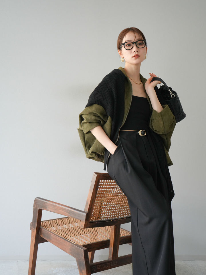 [予約]スウェードオーバーブルゾン/カーキ