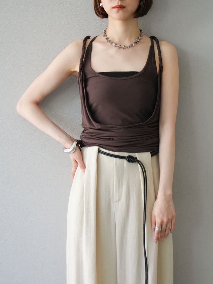 [予約]レイヤードツイストタンクトップ/ブラウン