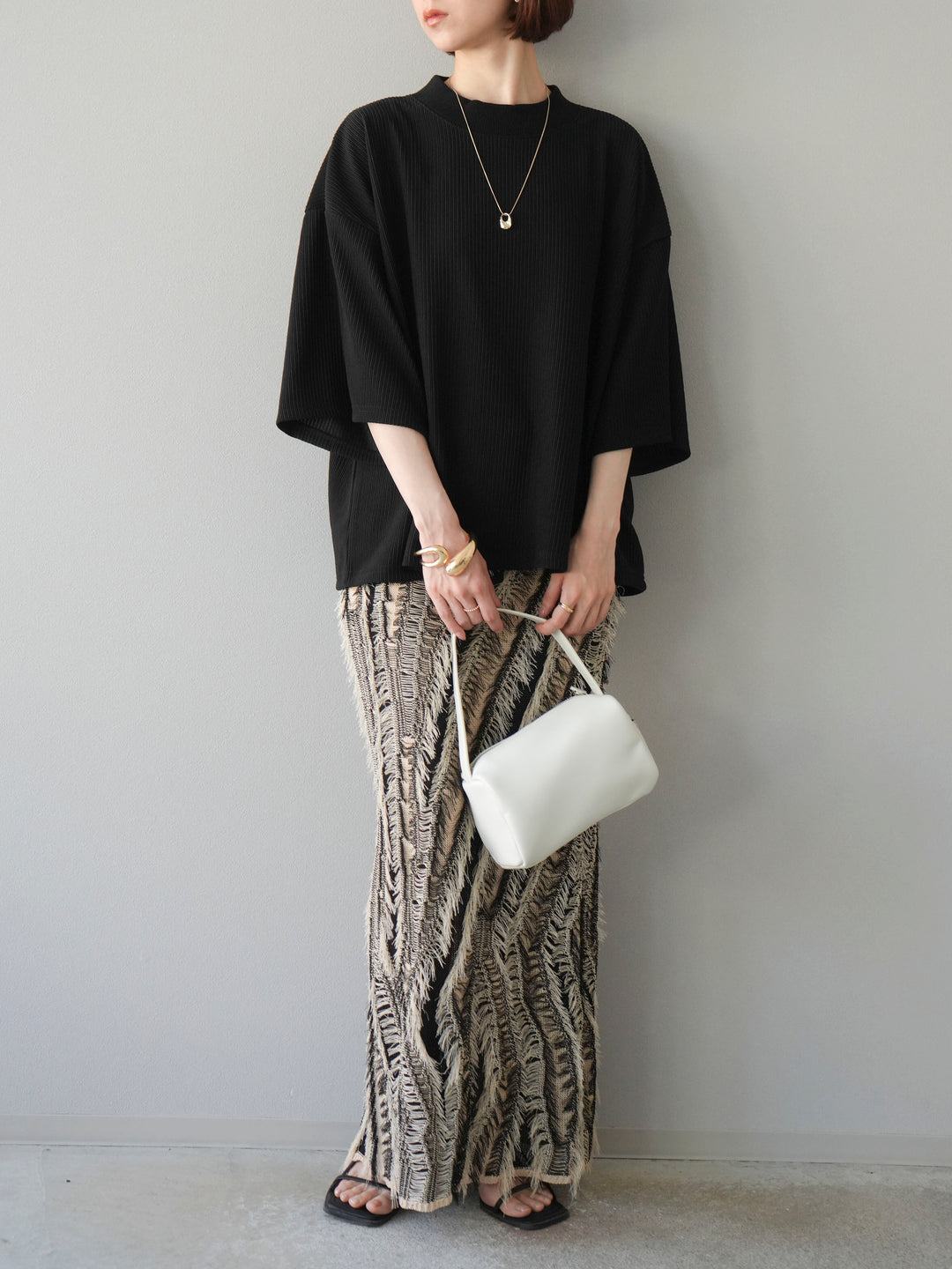 [予約]ミックスヤーンフリンジタイトスカート/ミックス