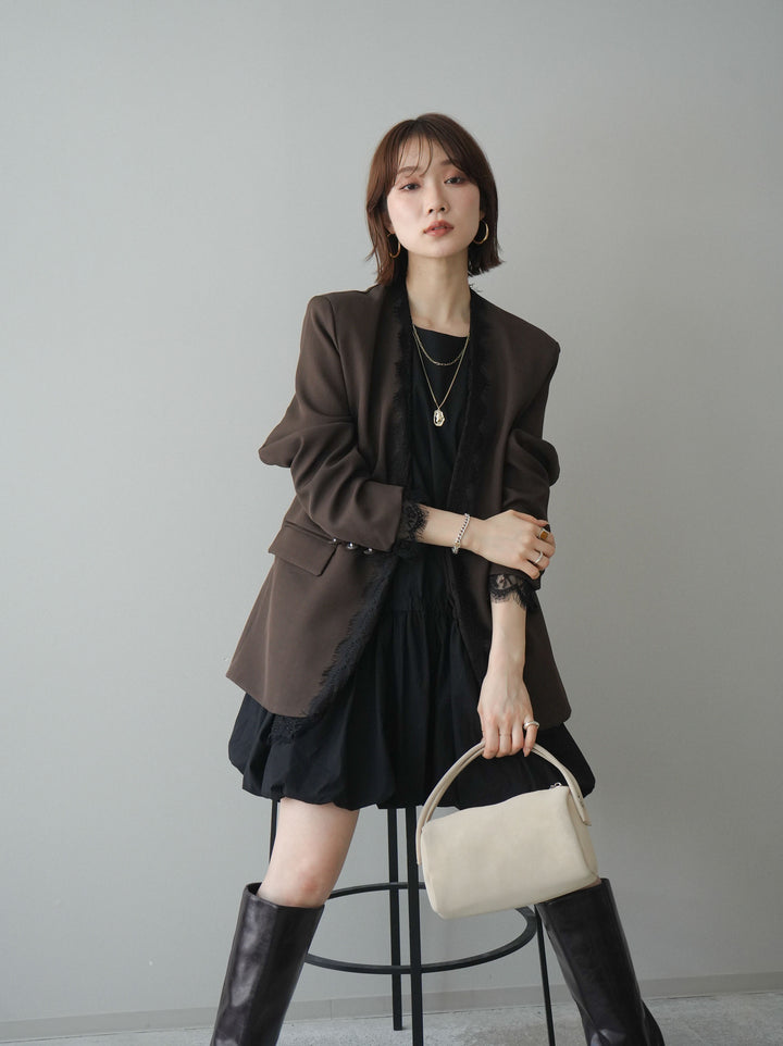 [予約]ノースリバルーンミニワンピース/black