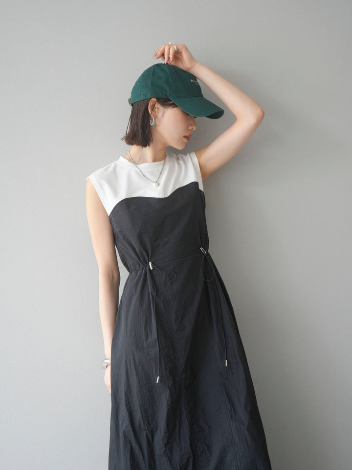 [SET] 剪裁對接尼龍洋裝 + 可選飾品套裝 (2 套)