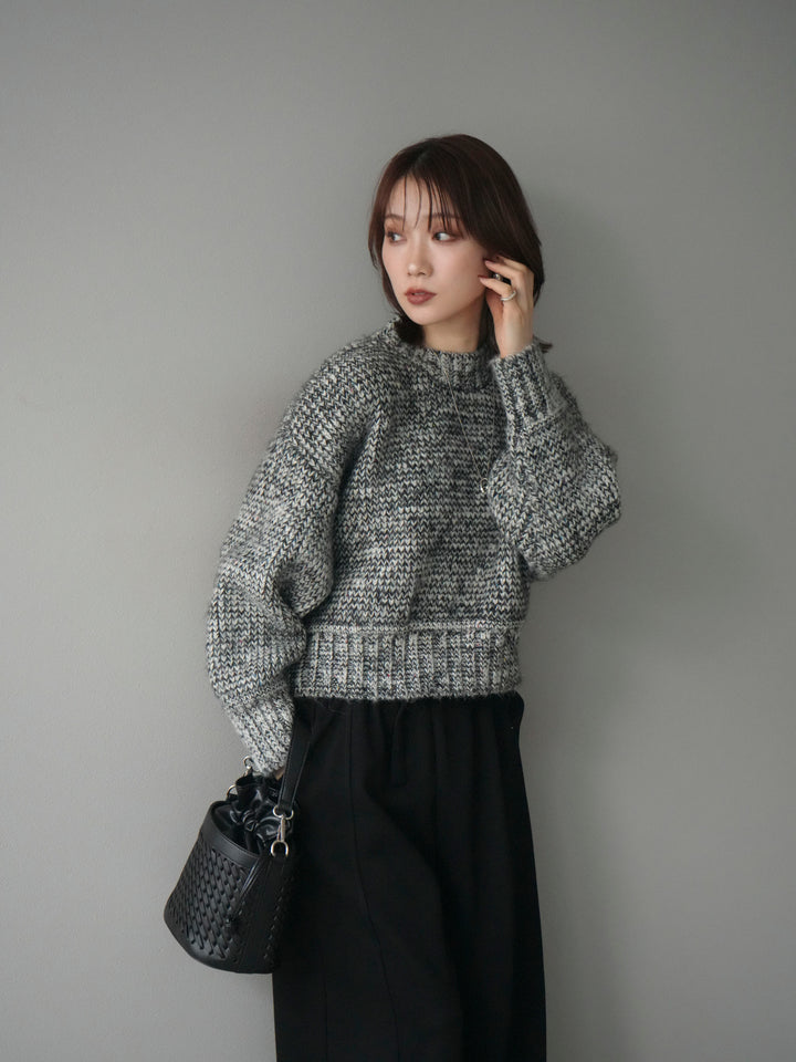 [予約]ボリュームスリーブミックスネップニットプルオーバー/gray