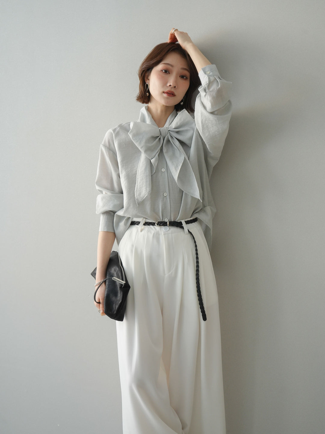 [SET]シアーボウタイブラウス+シアーボウタイブラウス(2set)