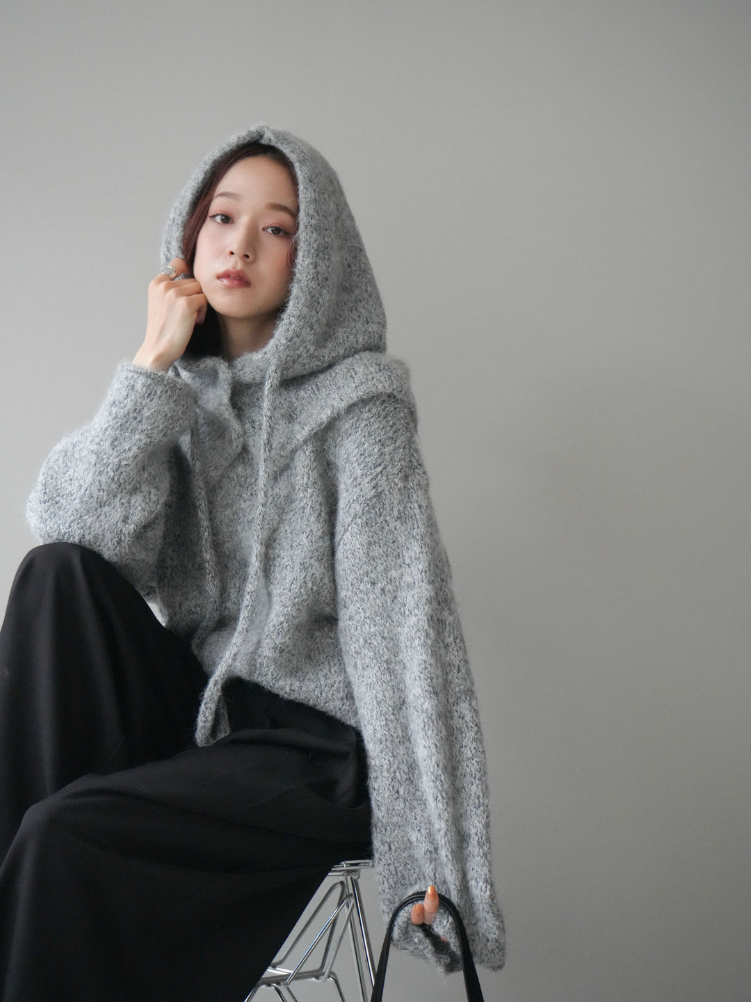 [SET]バラクラバSETニットプルオーバー+ベルトループデザインワイドパンツ(2set)