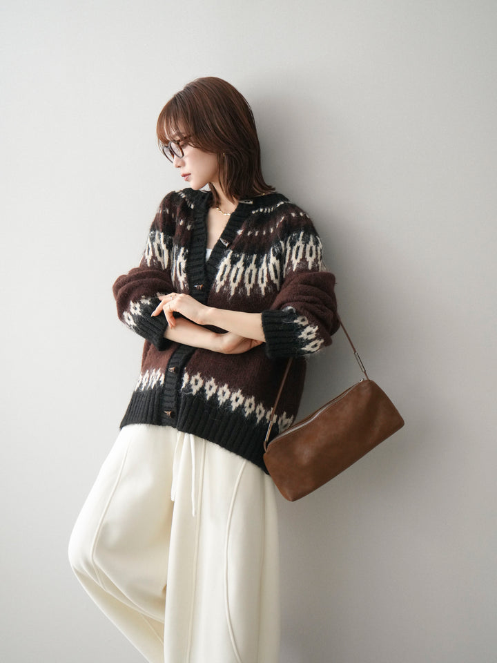 [SET]トグルボタン求心柄ニットカーディガン+トグルボタン求心柄ニットカーディガン(2set)