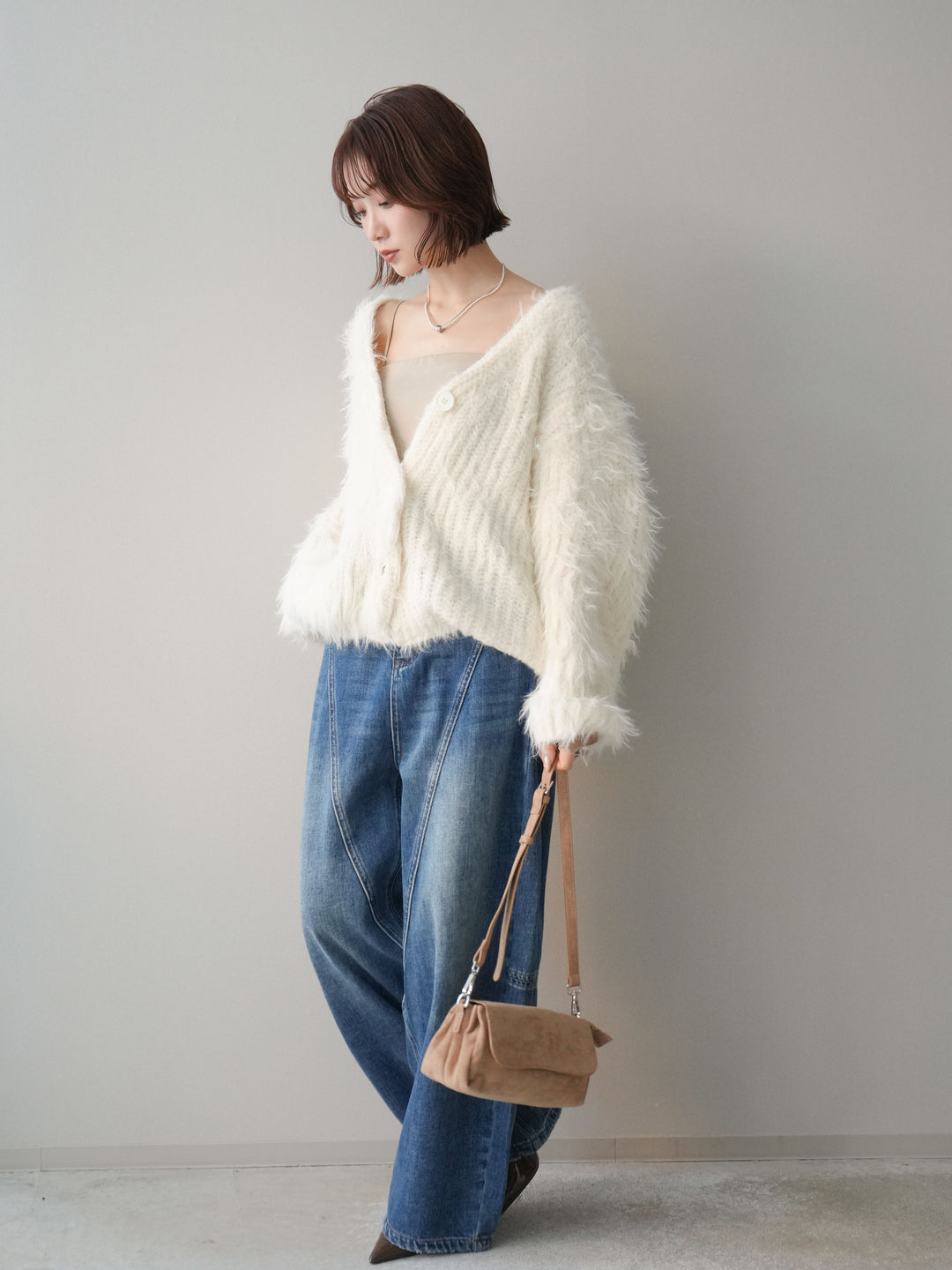 [予約]裏起毛加工デニムカーブパンツ/blue