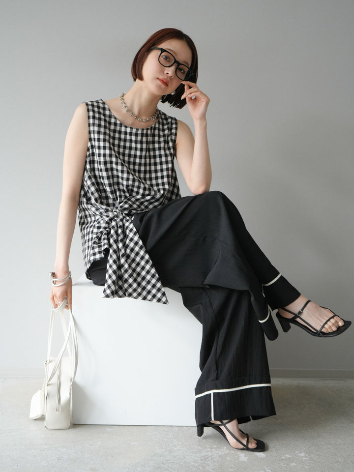 [予約]フロント巻きノースリーブブラウス/チェック