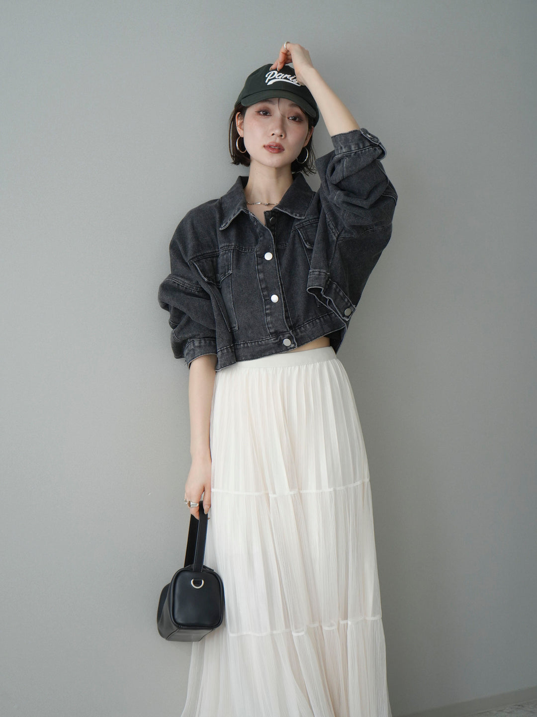 [予約]デニムショートシャツジャケット/black