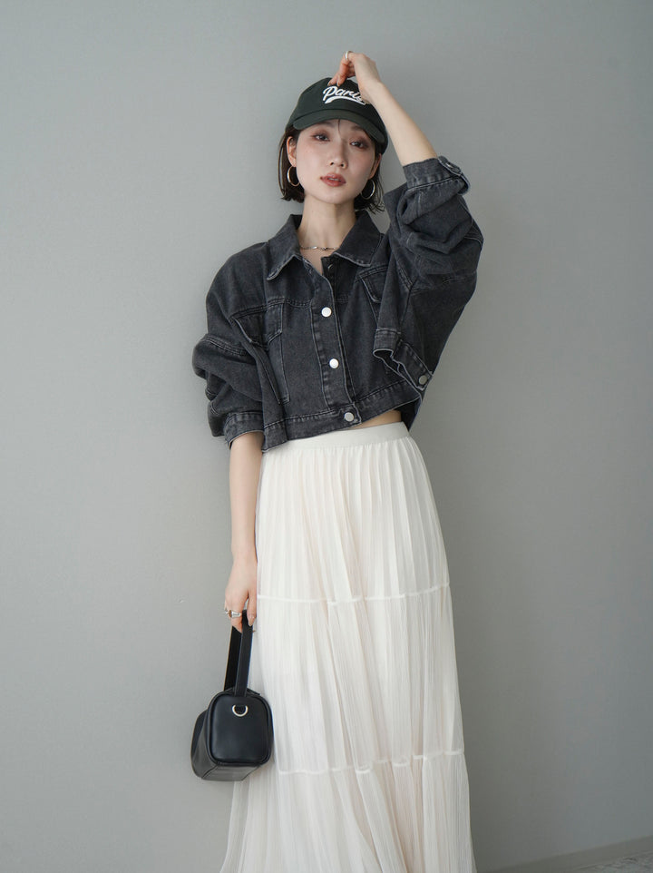 [予約]デニムショートシャツジャケット/black