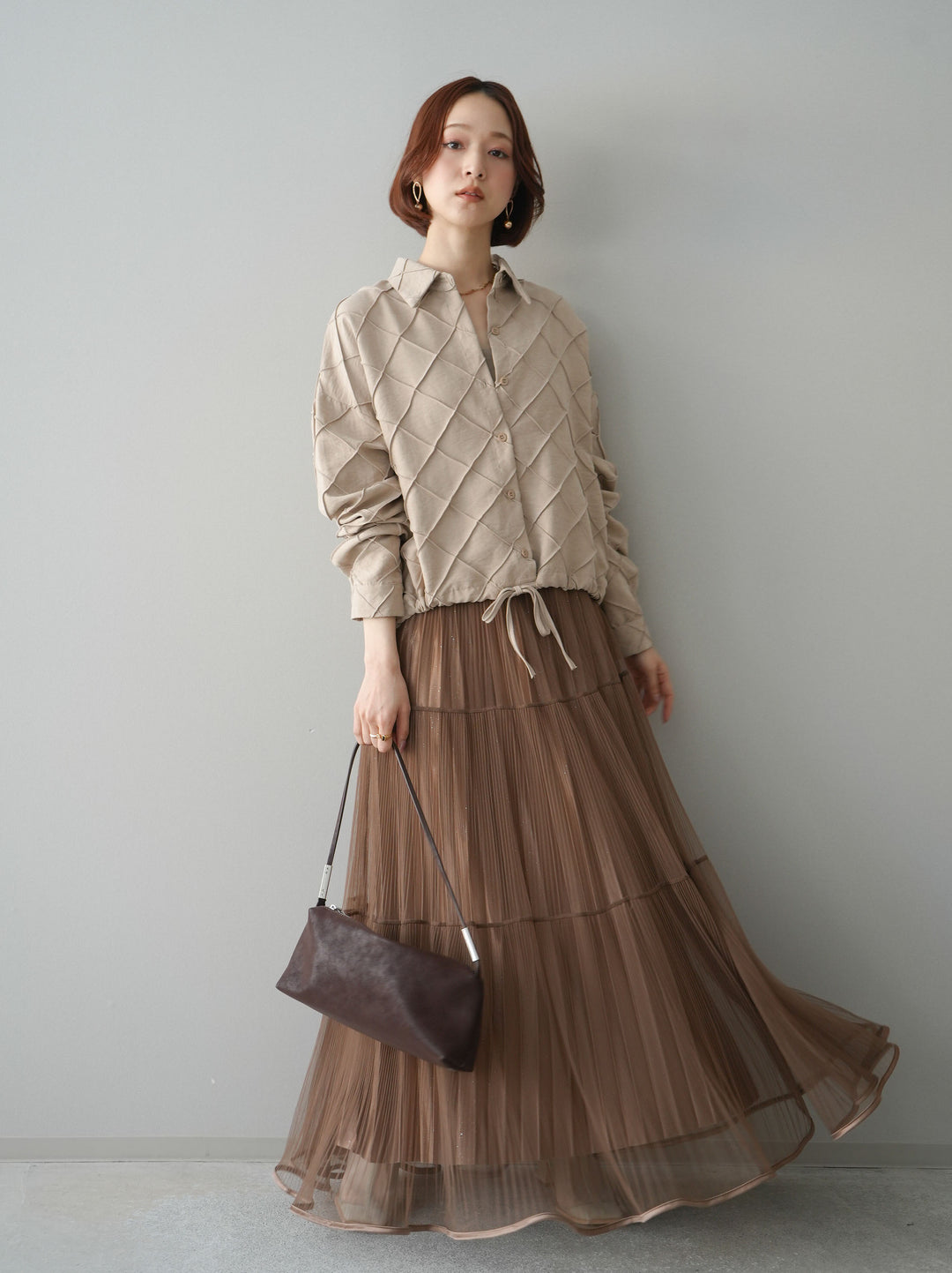 [SET]ラメプリーツレイヤードチュールロングスカート+ラメプリーツレイヤードチュールロングスカート(2set)